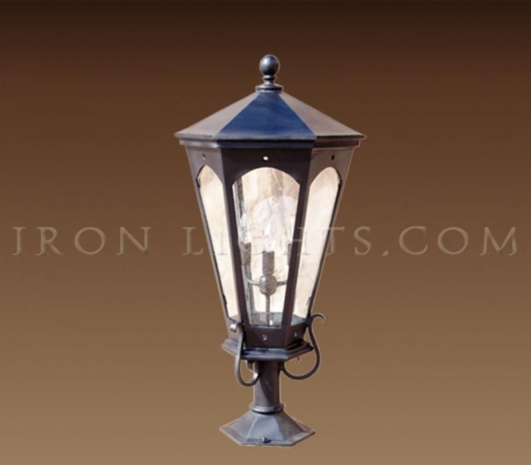Post mount light fixtures Iron Column Mount Outdoor Light Fixtures