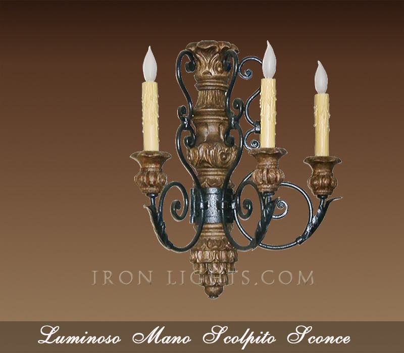 Wood and Iron wall sconce